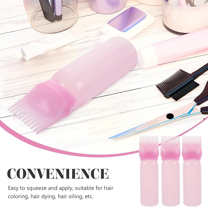 Hair Oil Applicator Bottles Root Comb Applicator for Hair Coloring and Styling Pink Salon Use Easy to Apply