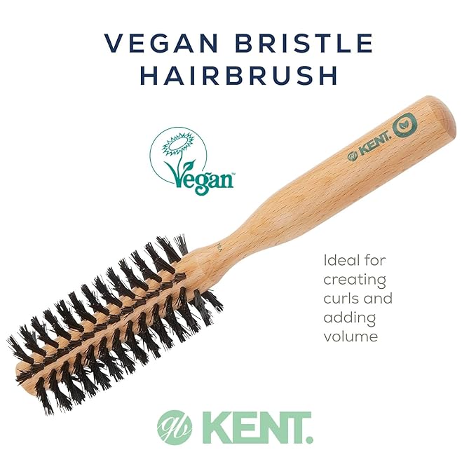 Kent V04 Vegan Boar Bristle Hair Brush - Eco-Friendly Round Blow Out Brush for Creating Curls, Adding Volume and Root Lift (45mm)