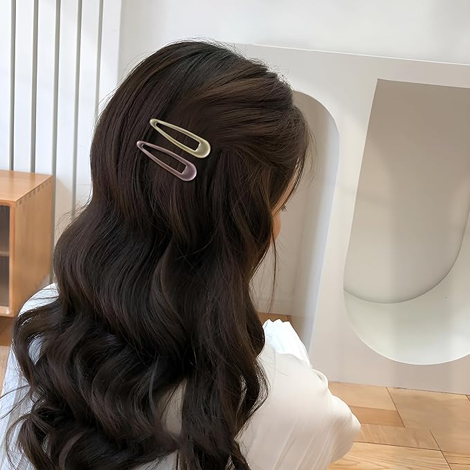 20 PCS Metal Snap Hair Clips Water Drop No Slip Barrettes for Women Bright Small Hair Clips For Thick And Thin Fine Hair,Metallic,1.97 x 0.5 In.