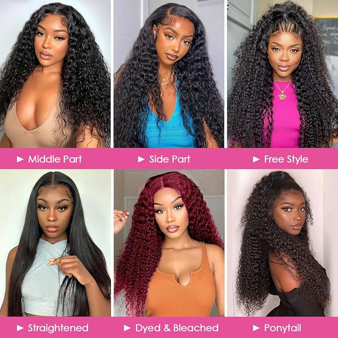 CYNOSURE Lace Front Wigs Human Hair Pre Plucked Brazilian Kinky Curly Lace Frontal Wig with Baby Hair 9A Natural Hair Wigs for Black Women (30 Inch, Natural Black)