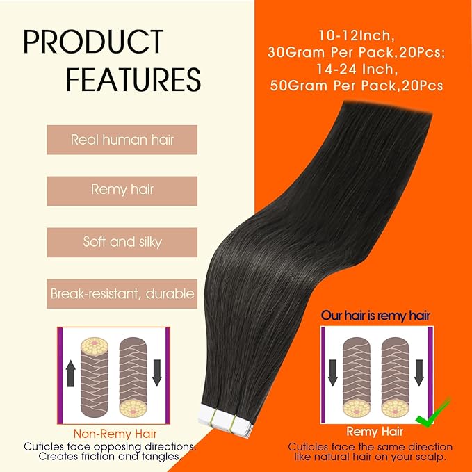 Full Shine Tape in Hair Extensions Human Hair Color 1C Mocha Brown Tape in Extensions Remy Seamless Skin Weft Invisible Extension 12Inch Short Straight for Women 30G 20Pcs