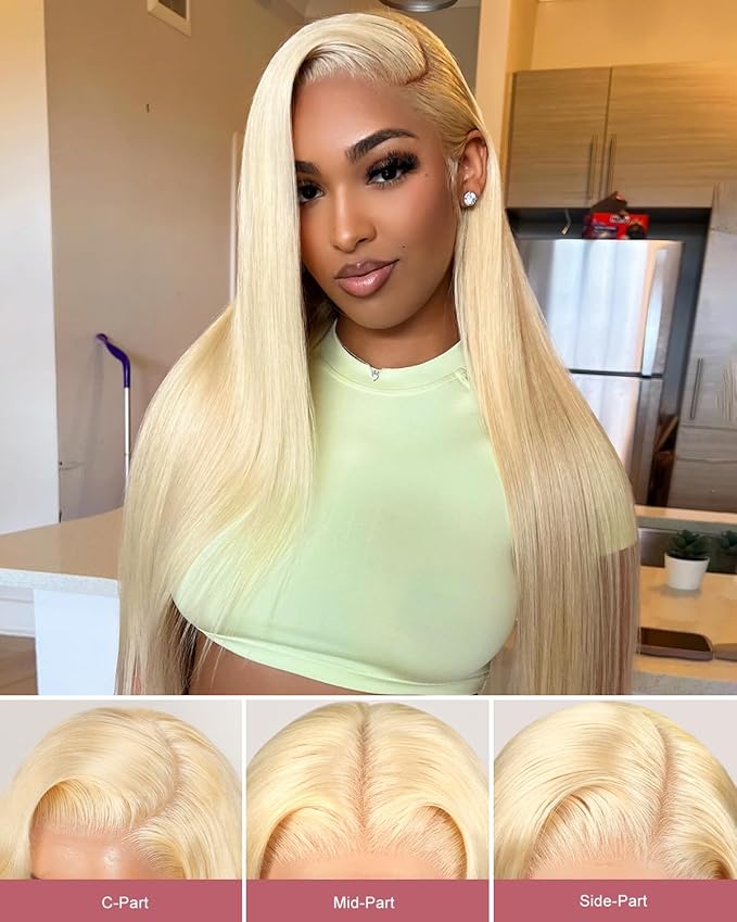 Alididi 613 13x6 Lace Front Wig Human Hair 20 Inch 180 Density Blonde Wig Human Hair Straight 100% Real Human Hair True Length Random Dyeing No Tangle No Shedding No synthetics Triple Lifespan 3x