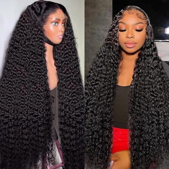 30 Inch 13x6 Deep Wave Lace Front Wigs Human Hair 250% Density HD Lace Frontal Wigs Human Hair Glueless Deep Curly Wigs for Women Pre Plucked Glueless Wigs Natural Color