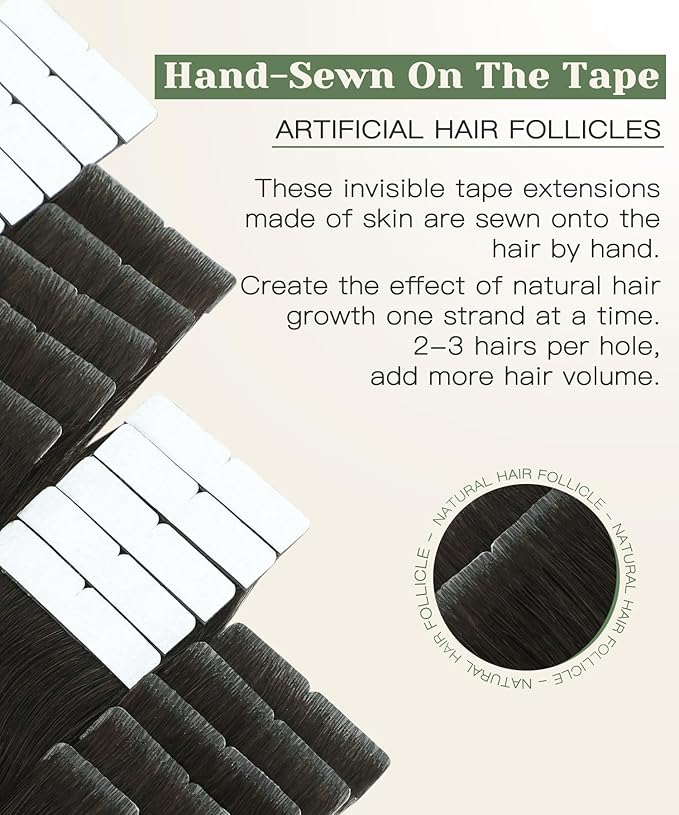 SURNEL Injection Tape in Extensions Human Hair 22Inch Dark Brown to Dirty Blonde Invisible Tape in Extensions 20 Pcs 50g(#2618,22)