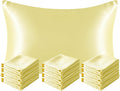 NTBAY 12 Pack Satin Standard Pillowcases for Hair and Skin, Luxurious and Silky Pillow Cases with Envelope Closure, 20 x 26 Inches, Light Yellow