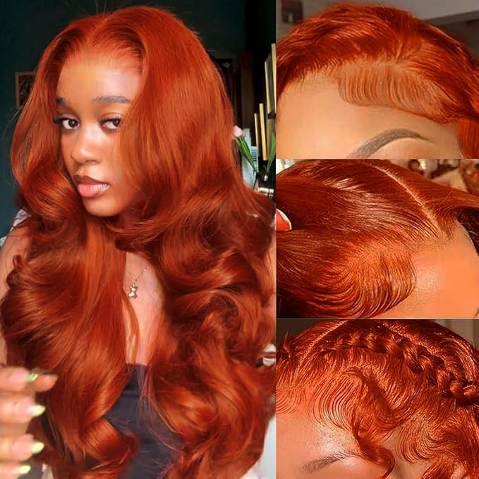 AMIRTY 36 Inch Ginger Wig Human Hair 13X4 Reddish brown HD Transparent Lace Front Wigs Human Hair Pre Plucked with Baby Hair Chestnut Brown #33 Wigs For Women