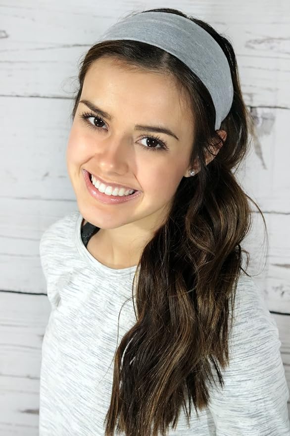 Kenz Laurenz Soft and Stretchy Elastic Cotton Headbands, Pack of 12, Teal