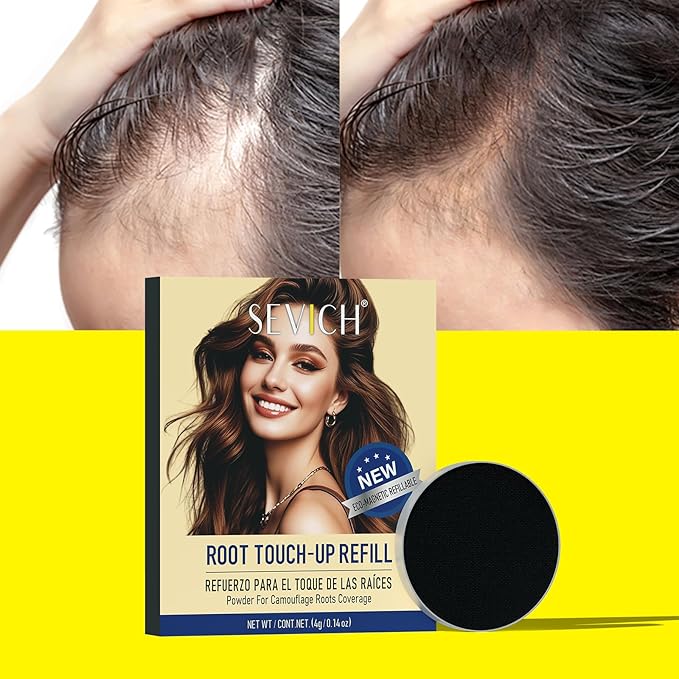 SEVICH Magnetic Replaceable Hairline Powder, Refill Pack 3 Pcs- Interhair Concealer, Environmentally Friendly Replacement, Waterproof and Sweatproof, Long lasting Coverage (Med Brown)