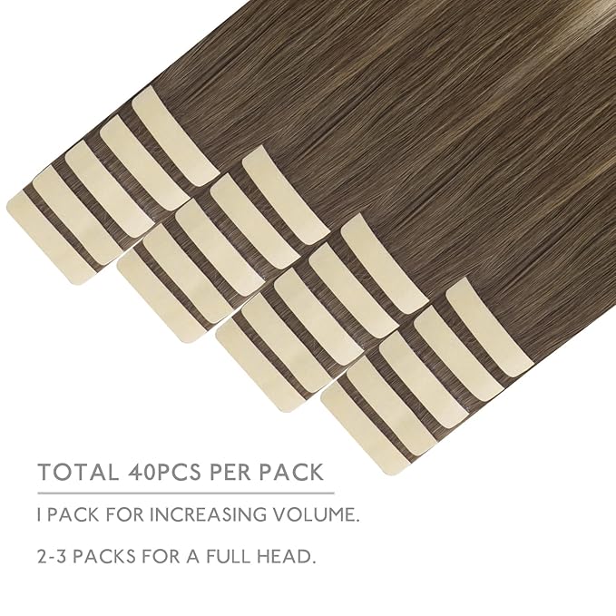 WENNALIFE Tape in Hair Extensions Human Hair, 40pcs 100g 14 inch Ombre Sandy Brown to Platinum Blonde Hair Extensions Real Human Hair Straight Tape in Extensions Invisible Human Hair Extensions
