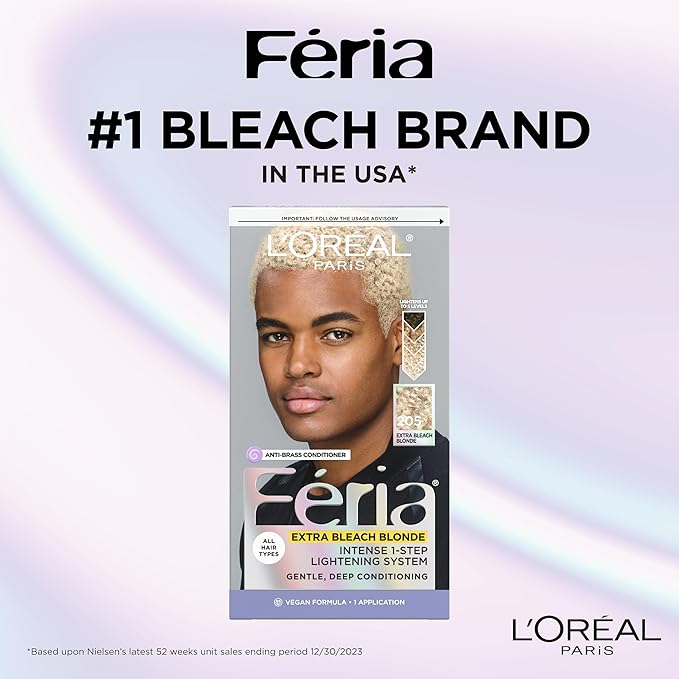 L'OrÃƒal Paris Feria Multi-Faceted Shimmering Permanent Hair Color, 205 Bleach Blonding (Extra Bleach Blonde), Pack of 1 kit Hair Dye