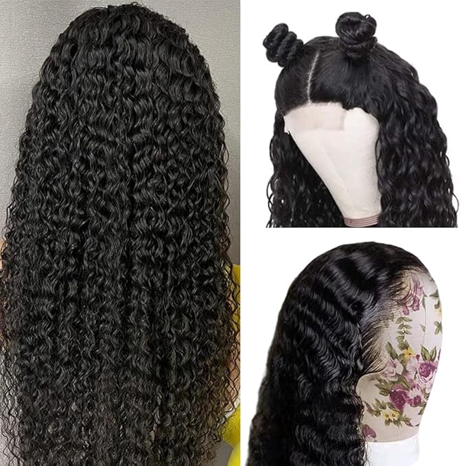 bangjazz Water Wave Lace Front Wigs Human Hair Brazilian 180% Density Virgin Hair Wear and Go Glueless Wig 4X4 Lace Closure Wigs for Black Women Pre Plucked with Baby Hair Natural Color 26 Inch