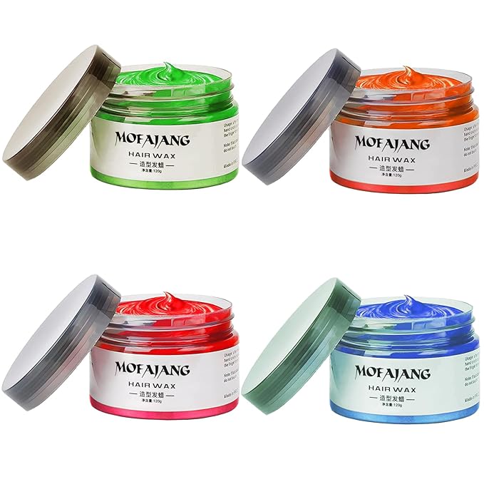 Temporary Hair Color Chalk, Hair Wax Color For Gifts, Birthday,Party, Cosplay DIY, Halloween, Christmas (4, Red Orange Blue Green)