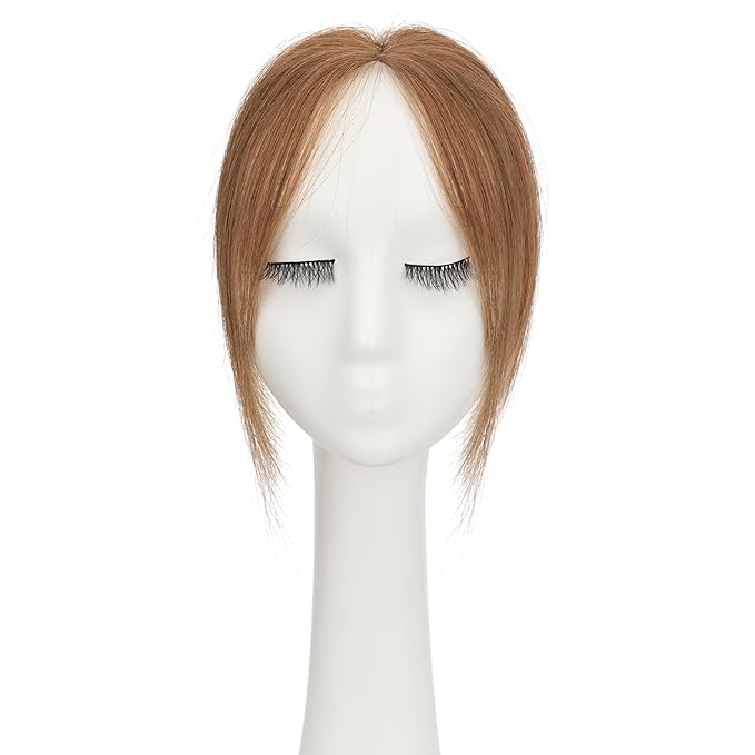 Benehair Clip on Bangs Human Hair, Front Hair Extensions for Women Hair Pieces with Temples for Daily Wear (Light Brown)