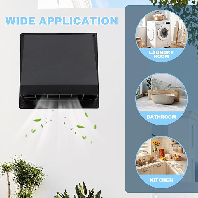 Outdoor Dryer Vent Cover Outside - 4 Inch Stainless Steel Exterior Dryer Vent Cover with One-Way Damper, Weatherproof Fixed Mesh & Noise Reducing Rubber Gasket for Laundry Room, RV