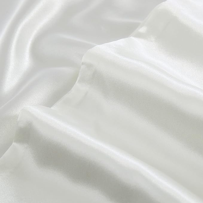 Aormenzy Satin Body Pillow Cover Set of 2, 20x54 Inches White Body Pillow Case for Adults, Silky Soft & Cooling with Envelope Closure
