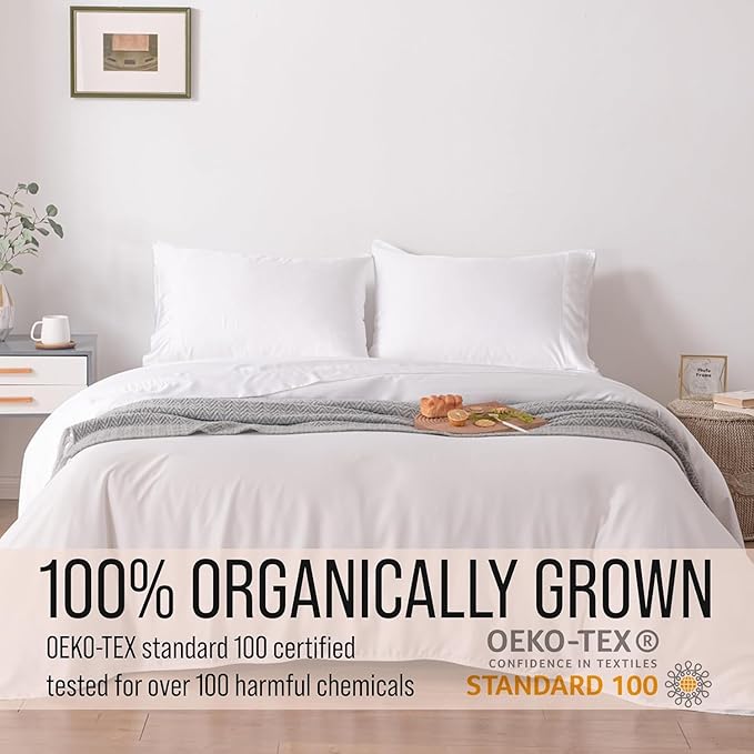 Bella Coterie | Luxury Bamboo Viscose Queen Size Pillowcase Set | 100% Organically Grown | Ultra Soft | Cooling | 2 Pcs [White]
