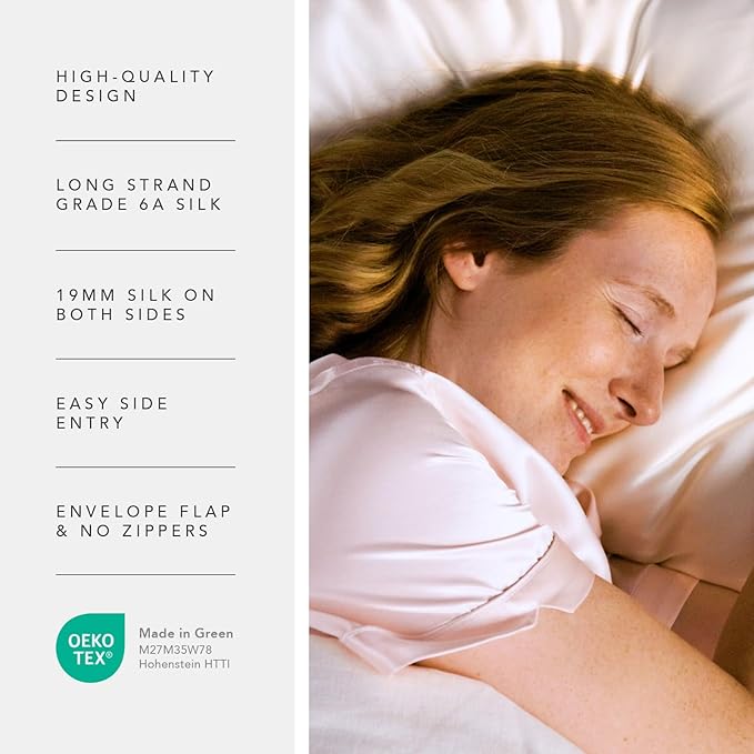 Fishers Finery 19mm 100% Pure Mulberry Silk Pillowcase, Quality Tested (Dark Green, K)
