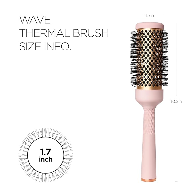 Magic Curling Round Brush (Wavy 1.7 Inch), Non-electronic, Self-Standing Round Quick Styling Brush, Great Blowout, Ceramic Coated/Ionic Thermal Barrel, Blowout Volume, Wave Styler