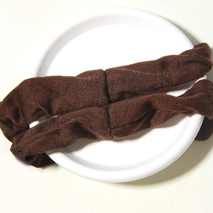 Cotton Hair Scrunchies Single Jersey Solid Color Ponytail Holders Elastic Hair Ties for Women Accessories (Coffee)