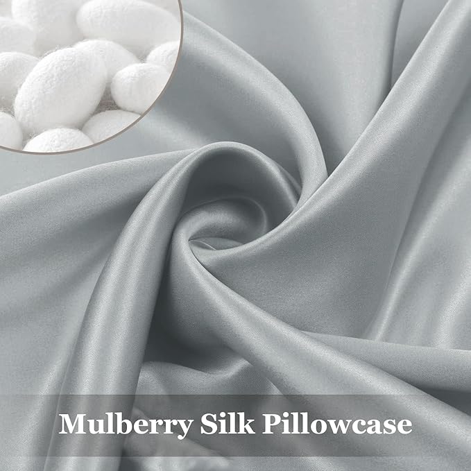 Adubor 100% Silk Pillowcase - Mulberry Silk Pillow Cases, 23 Momme 6A Grade Fibers, Silk Pillow Case for Hair and Skin Health, with Hidden Zipper (Queen 20''x30'', Dark Gray, 1PC)