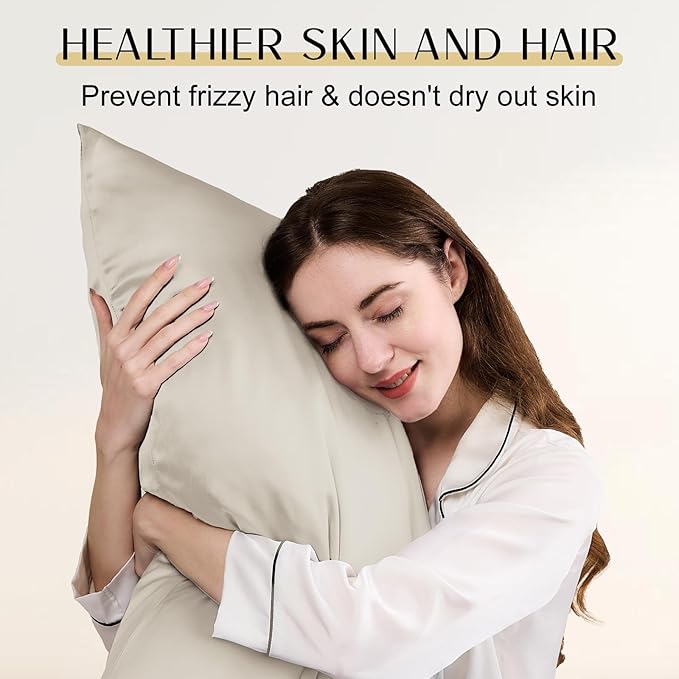 ZIMASILK Upgraded 100% 6A Grade Pure Mulberry Silk Pillowcase for Hair and Skin Silk Pillow Cases with Reinforced Hidden Zipper, More Soft & Durable, Gift Box (King 20"x36" Beige)
