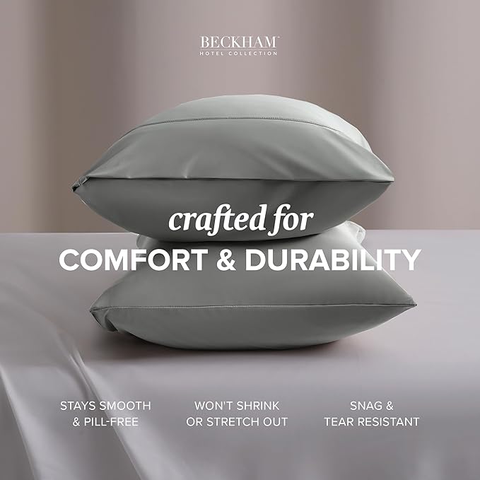 Beckham Hotel Collection Cooling Pillowcases for Hot Sleepers, King Size Set of 2, Cool Bedding, Envelope Closure, Silky Soft, Breathable, Moisture-Wicking, Dark Gray