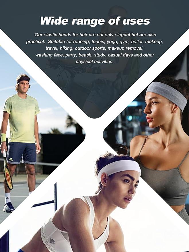 DRESHOW 8 Pack Headbands for Women Yoga Knotted Headbands Elastic Criss Cross Hair Accessories Sports Head Wrap Non Slip