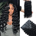 Deep Wave Clip in Hair Extensions Real Human Hair 2 Pack 240g Seamless Clip in Hair Extensions for Women Full Max with 16Pcs PU Thin Weft 22inch Natural Black
