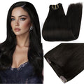 Full Shine Black Clip in Hair Extensions 20 Inch 180 G Thick Human Hair Clip in Extensions Black Human Hair Extensions to Add Volume 7 Pcs