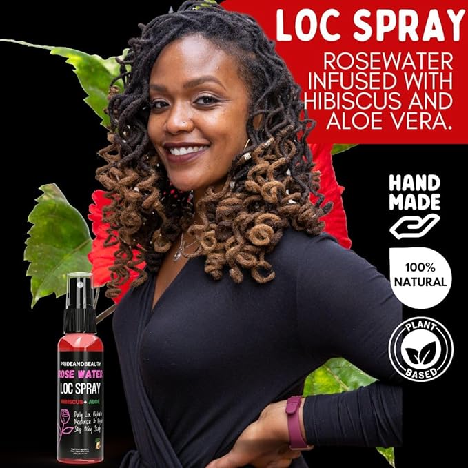 Hibiscus & Green Tea Hair Growth Spray – Trial Size (2oz) Leave-In Moisturizer for Locs & Loose Hair – Promotes Thicker, Fuller, Longer Hair – Natural Scalp & Hair Treatment