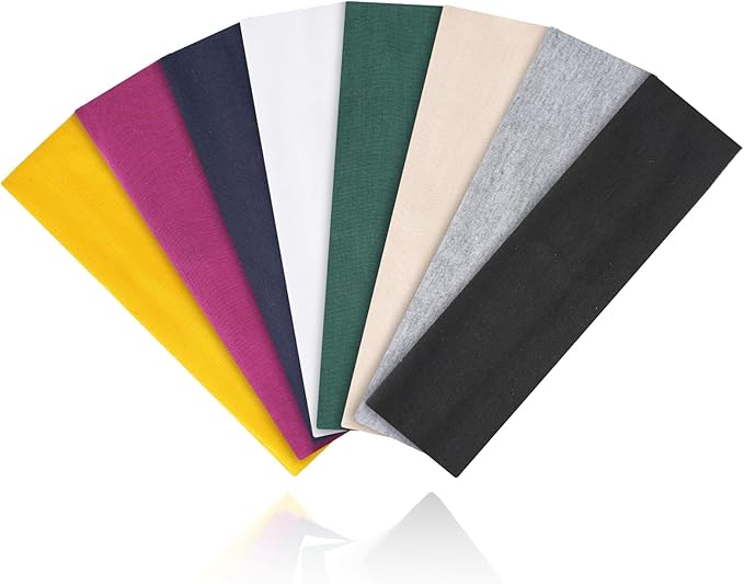 Workout Headbands for Women Non Slip - 8PCS Elastic Sport Head Bands for Women's Hair, Sweat Headband for Athletic Yoga Running Gym