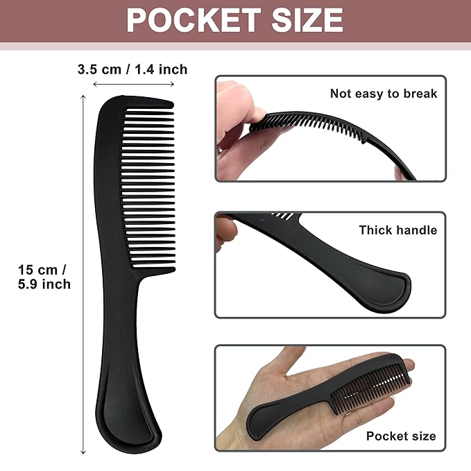 Bulk Hair Combs, Combs Individually Wrapped, Hair Combs in Bulk for Women, Kids, Hotel, Airbnb, Shelter, Homeless, Charity, and Church (Black) (5.9 inches, 150, Count)