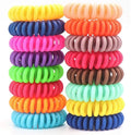 79STYLE 50Pcs Spiral Hair Ties Matte No Crease Coil Hair Ties Colorful Bulk Hair Coils Telephone Phone Cord Coil Plastic Ponytail Holder For Girls Women (Candy -Small Szie)