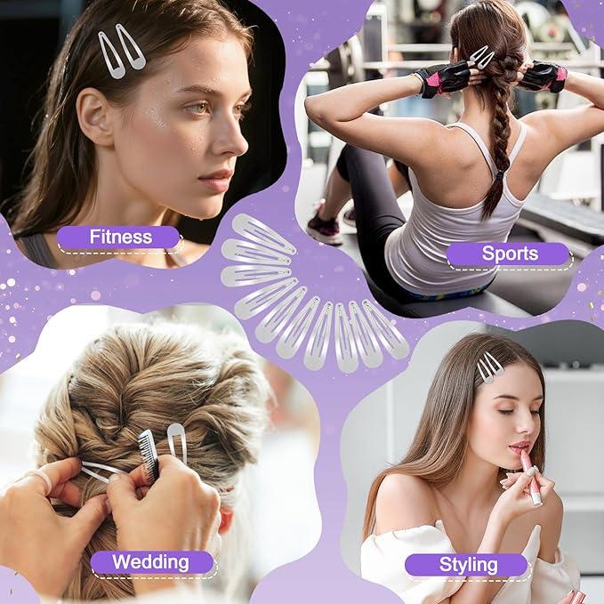 2 Inch Silver Grey Hair Clips Barrettes Metal Snap Clips for Women Durable Water Drop Ideal Hair Accessories for Hairdressing Wedding and Everyday Use 20 pcs