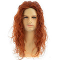 Baruisi Long Curly Wavy Orange Wigs for Men Synthetic Natural Party Halloween Cosplay Hair Wig
