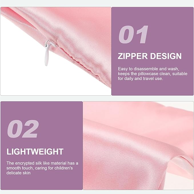 TOYANDONA 2pcs High-Density Faux Silk Pillowcase with Hidden Zipper Soft Smooth Travel and Home Pillow Cover for Hair Protection and Skin Care Lightweight Pink