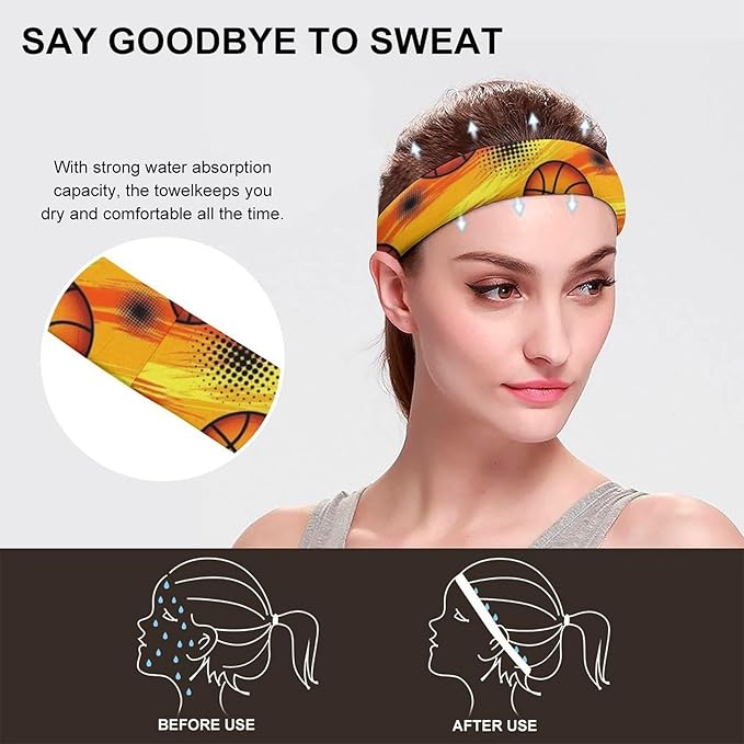 Headband Bandana Non Slip Cool Basketball Sports Sweatband for Men & Women