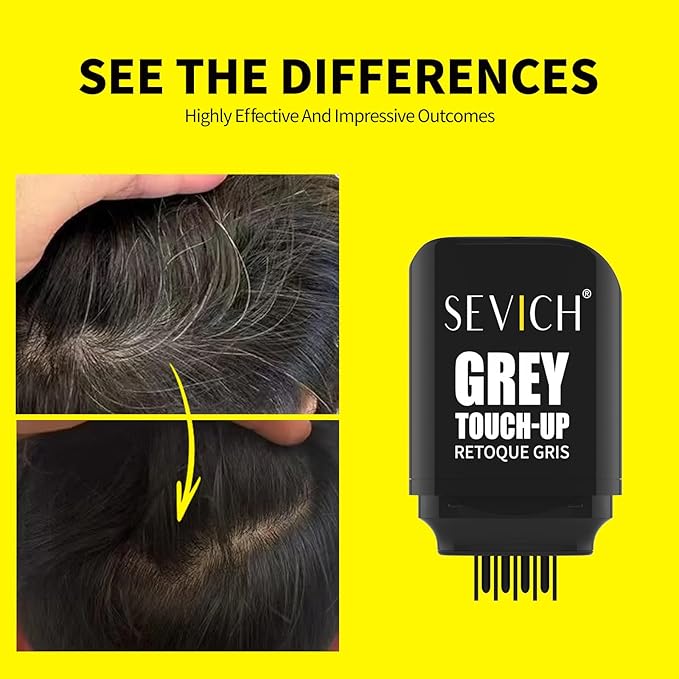 SEVICH Hair Color Stick For Gray Roots- Instantly Cover Grey Hair Dye Comb,Four Toothed Comb Design for Sparse Hairlines Coverage, Contains Natural Plant Extracts,for Men and Women,15g(Black)
