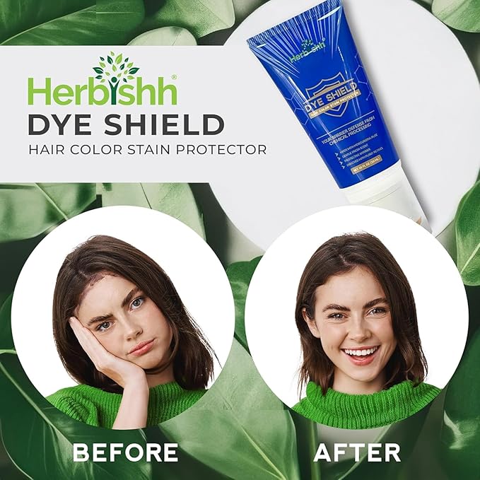 Herbishh Black 3 in 1 Hair Dye Shampoo 400 ML PPD + Hair Color Stain Protector – Dye Shield or Defender for Skin