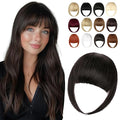 Clip in Bangs, Synthetic French Bangs Hair Clip, Fake Bangs Fringe with Temples Hairpieces for Women Natural Curved Hair Extensions for Daily Wear Dark Brown