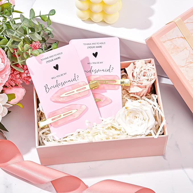 20PCS Bridesmaid Hair Clips - No Bend, Light Pink Hair Clips for Bride, Women & Girls (20Pcs/10Cards)