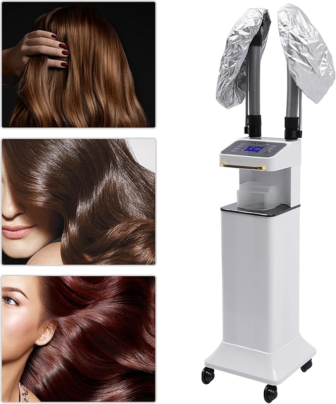 Professional Nano Hair Steamer, 110V 650W Multifunctional Hair Dyeing Machine, Nano Hair Steamer, 2 Steam Caps Hair Oil Machine with Rolling Wheels