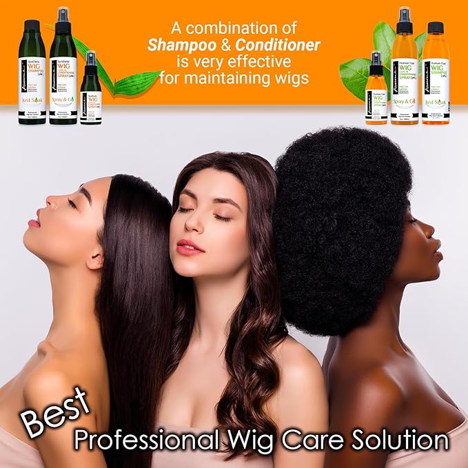 Awesome Human Hair Wig Shampoo, pH5, Just Soak, Wig Care, Adds Body & Volume, Freshness Feeling, 7 fl oz(1 set of 2)
