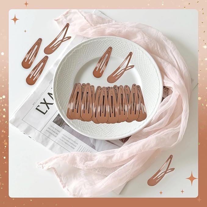 2 Inch Brown Hair Clips Barrettes Metal Snap Clips for Women Durable Water Drop Ideal Hair Accessories for Hairdressing Wedding and Everyday Use 20 pcs