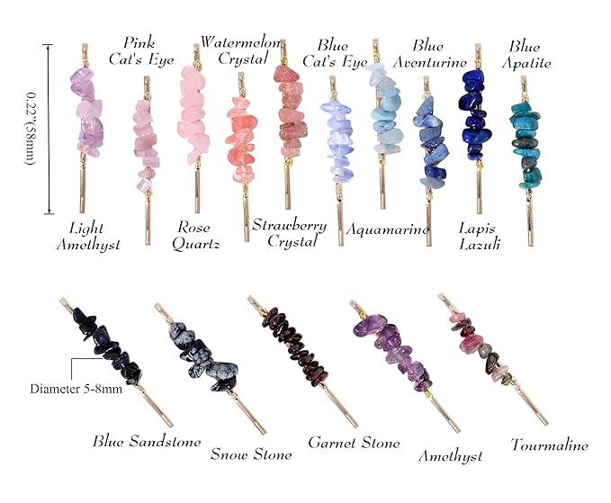 Crystal Hair Pins Gemstone Jeweled Bobby Pin Decorative Hair Accessories for Women Colorful Hairpins Set of 15