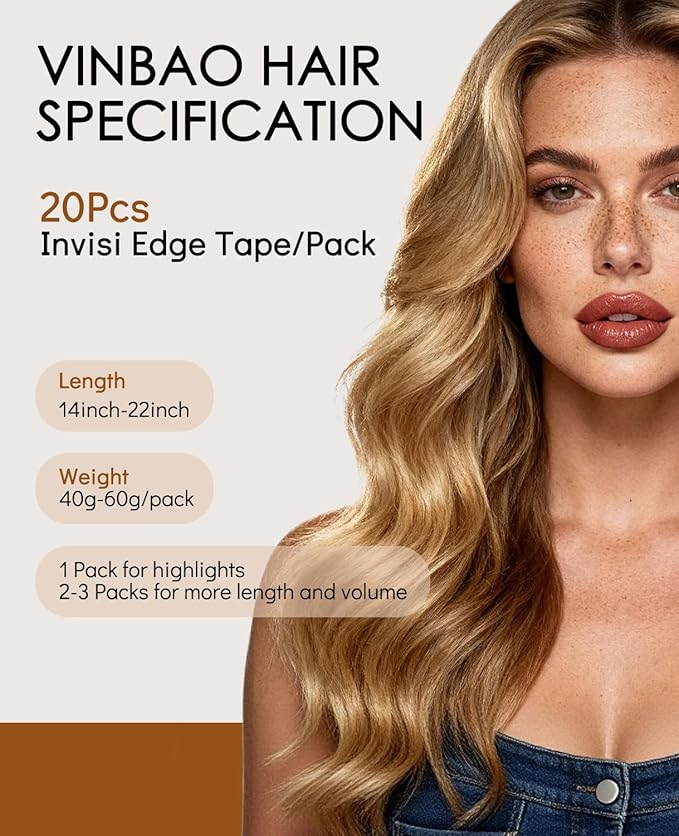 VINBAO Invisible Tape in Hair Extensions Human Hair, Darkest Brown 16in 45g 20pcs, Seamless Invisible Injected Tape Ins Remy Human Hair Thick Ends 16inch #2