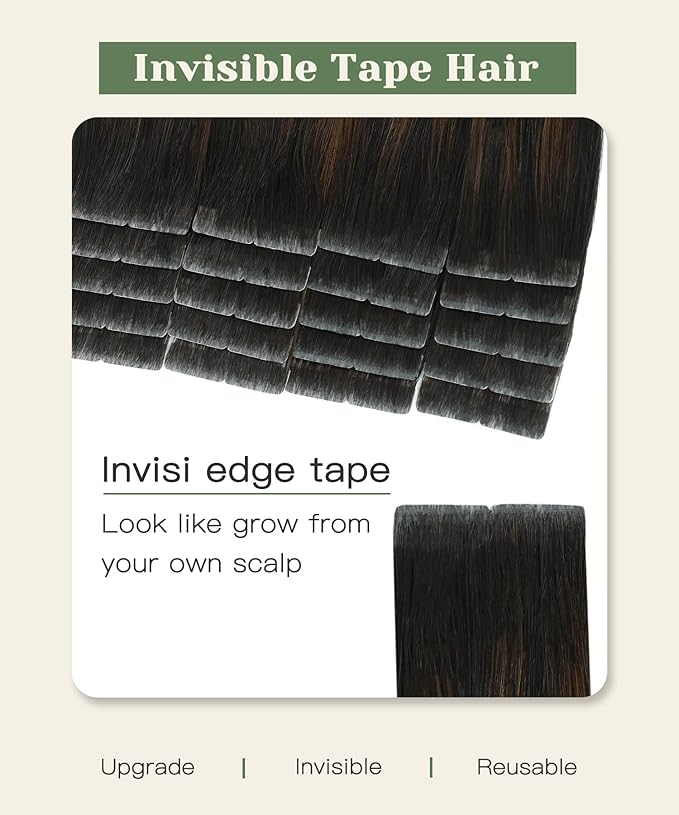 SURNEL Injection Tape in Hair Extensions 22 Inch Natural Black to Medium Brown and Caramel Blonde Seamless Invisible Tape in Extensions 20 Pcs 50g(#1B427,22)