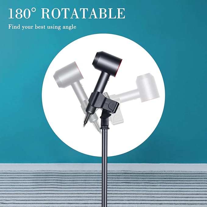 Hands Free Hair Dryer Stand Holder - 59in Adjustable Height, Metal Blow Dryer Stand with Heavy Base, 180 Rotatable for Women, Pets