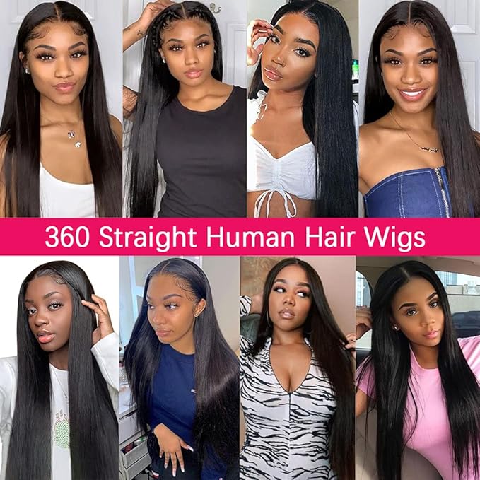 sdamey 360 Straight Lace Front Wigs Human Hair HD Transparant Full Lace Wigs For Women 200 Density Wigs Human Hair Pre Plucked With Baby Hair 12A Brazilian Virgin Hair Natural Color 22inch
