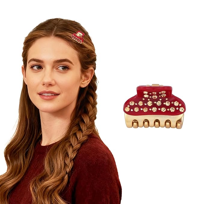 2026 Premium Durable Hair Claw Clip for Women, Original Italian Designed Strong Grip Hair Clips for Normal Fine Thin Hair, No Slip Jaw Clips with Gift Box for Christmas Birthday Girls, 1.2 Inch Red